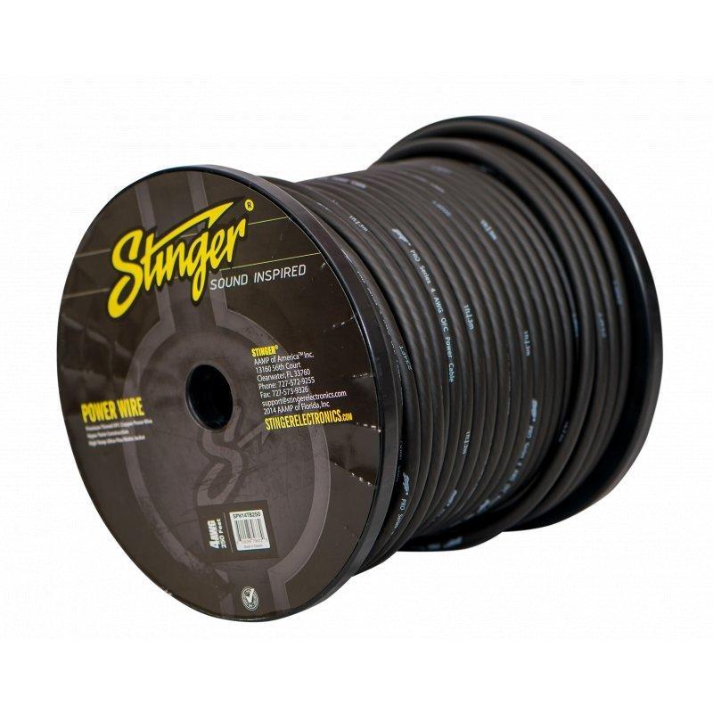 Stinger SPW14TB250, svart 4 GA-strömkabel Pro, 250 fot