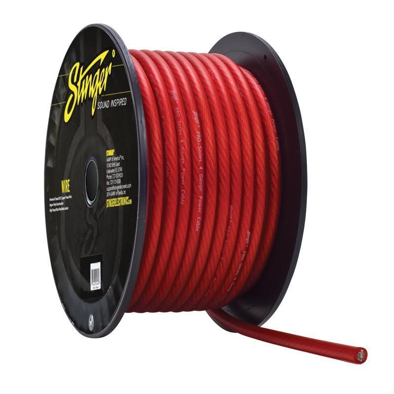 Stinger SPW14TR250, röd 4 GA-strömkabel Pro, 250 fot