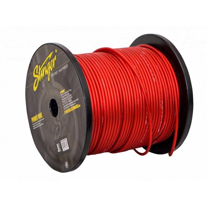 Stinger SPW18TR500, röd 8 GA-strömkabel Pro, 500 fot