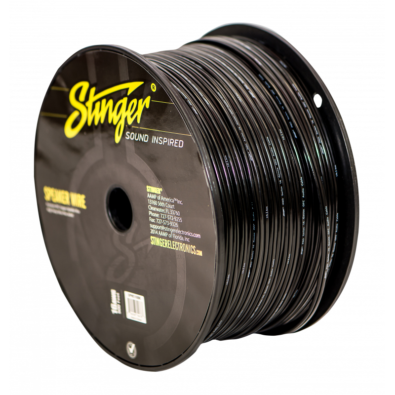 Stinger SPW516BK, svart 16 GA högtalarkabel 152,4 m (1,5 mm²), 2 per kartong