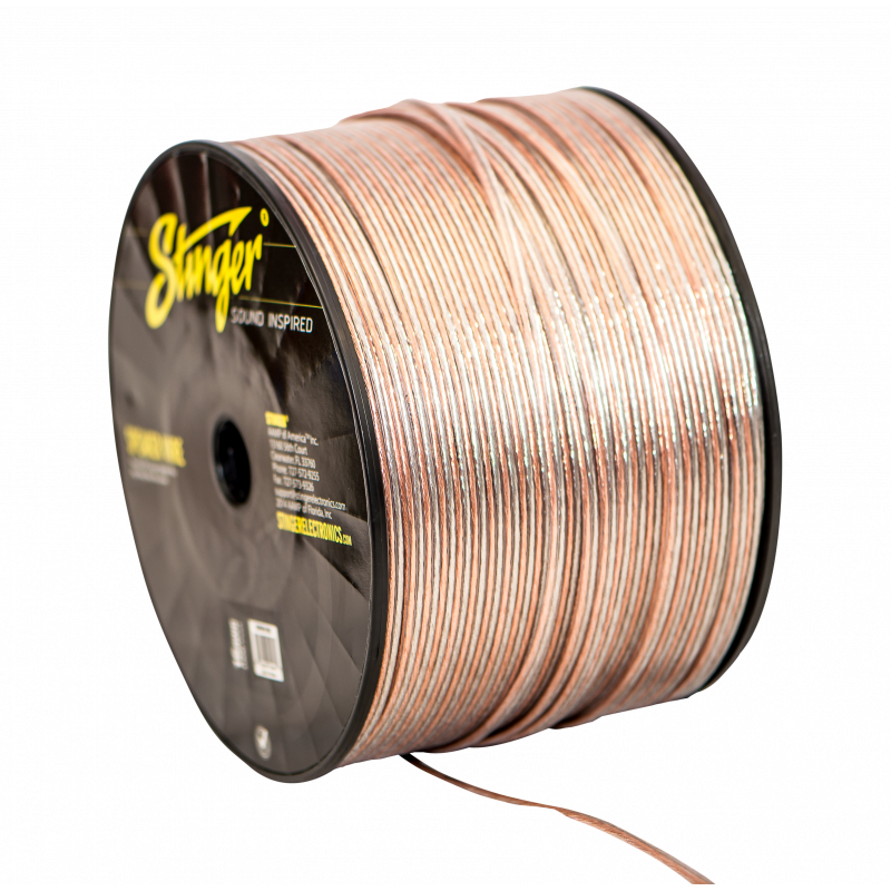 Stinger SPW516C500, transparent 16 GA högtalarkabel 152,4 m, 2 per kartong