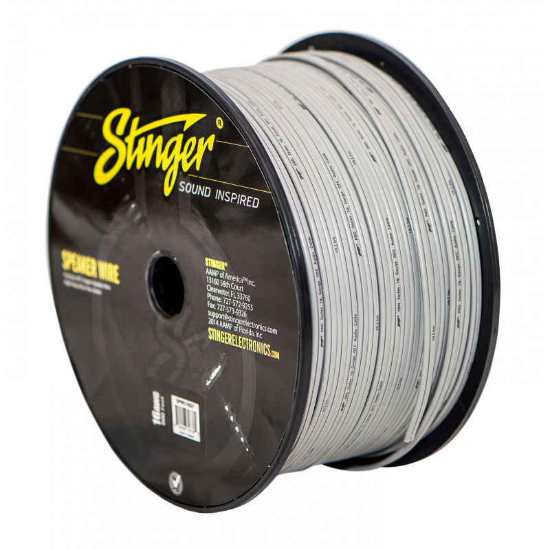 Stinger SPW516WH, vit 16 GA högtalarkabel 152,4 m