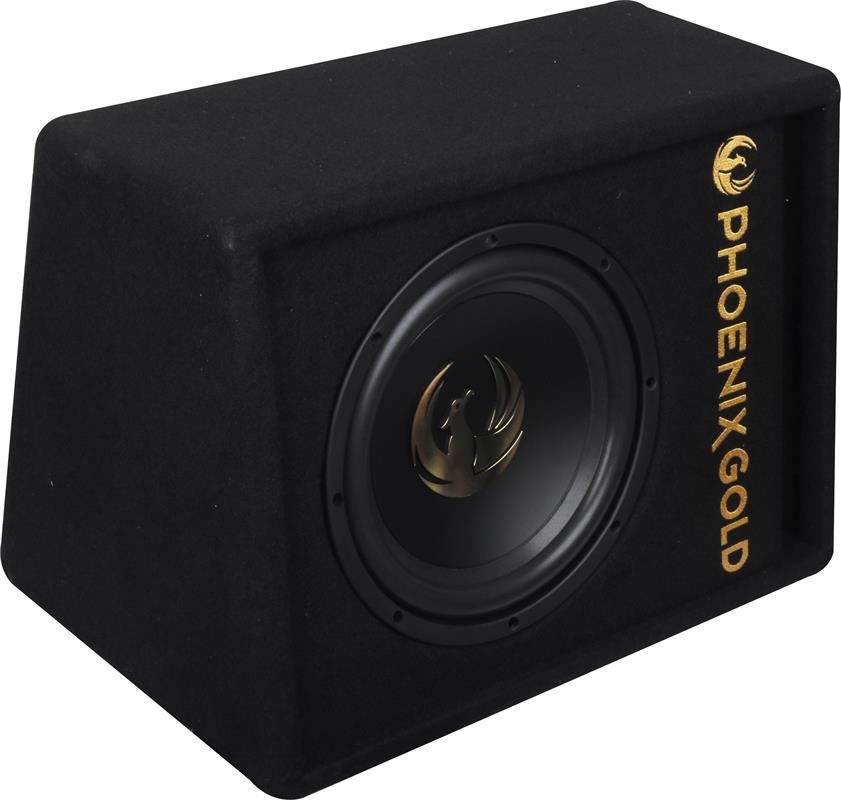 Phoenix Gold Z10AB, aktiv 10-tums subwoofer med kablar och fjärrkontroll