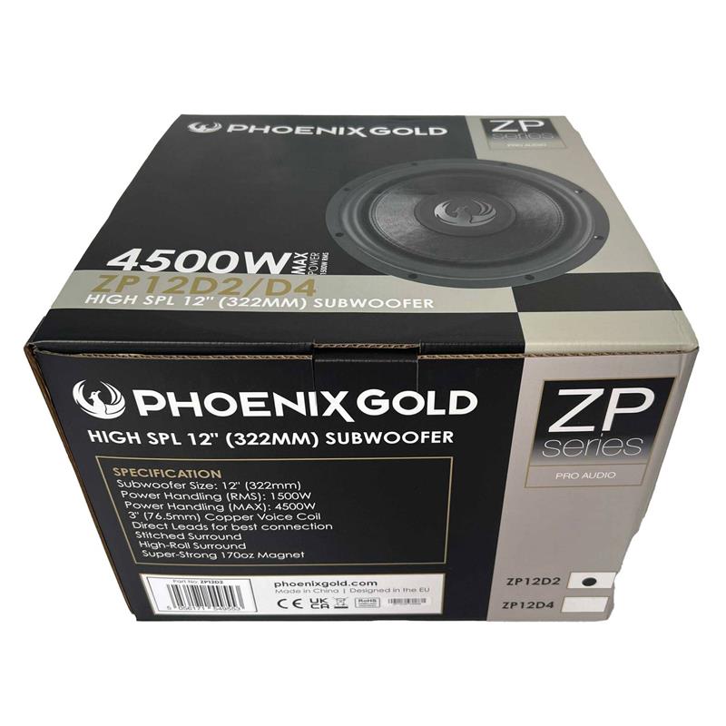 Phoenix Gold ZP12D2, 12-tums Street baselement med dubbla 2-ohmsspolar och 3-tums talspole