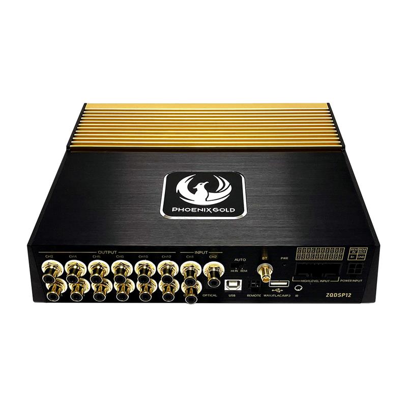 Phoenix Gold ZQDSP12, 12-kanals SQ-DSP med digital ingång, 10 högnivåingångar och Bluetooth 5.0