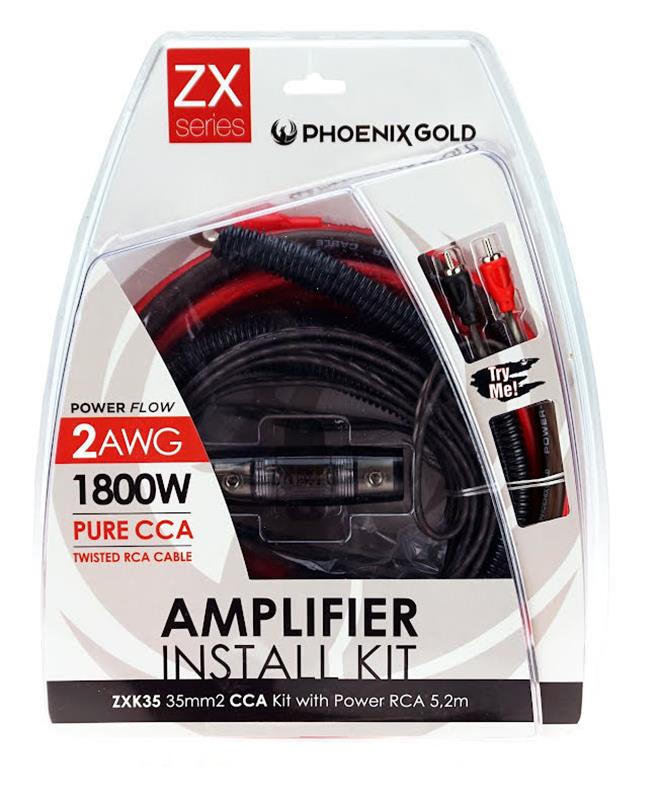 Phoenix Gold ZXK35, 35 mm² CCA-kabelsats med ström- och RCA-kabel 5,2 m