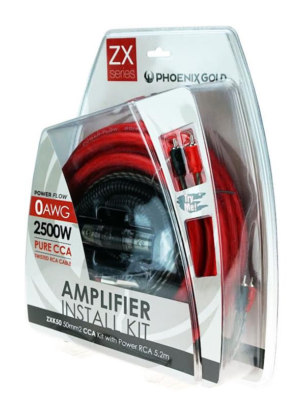 Phoenix Gold ZXK50, 50 mm² CCA-kabelsats med ström- och RCA-kabel 5,2 m