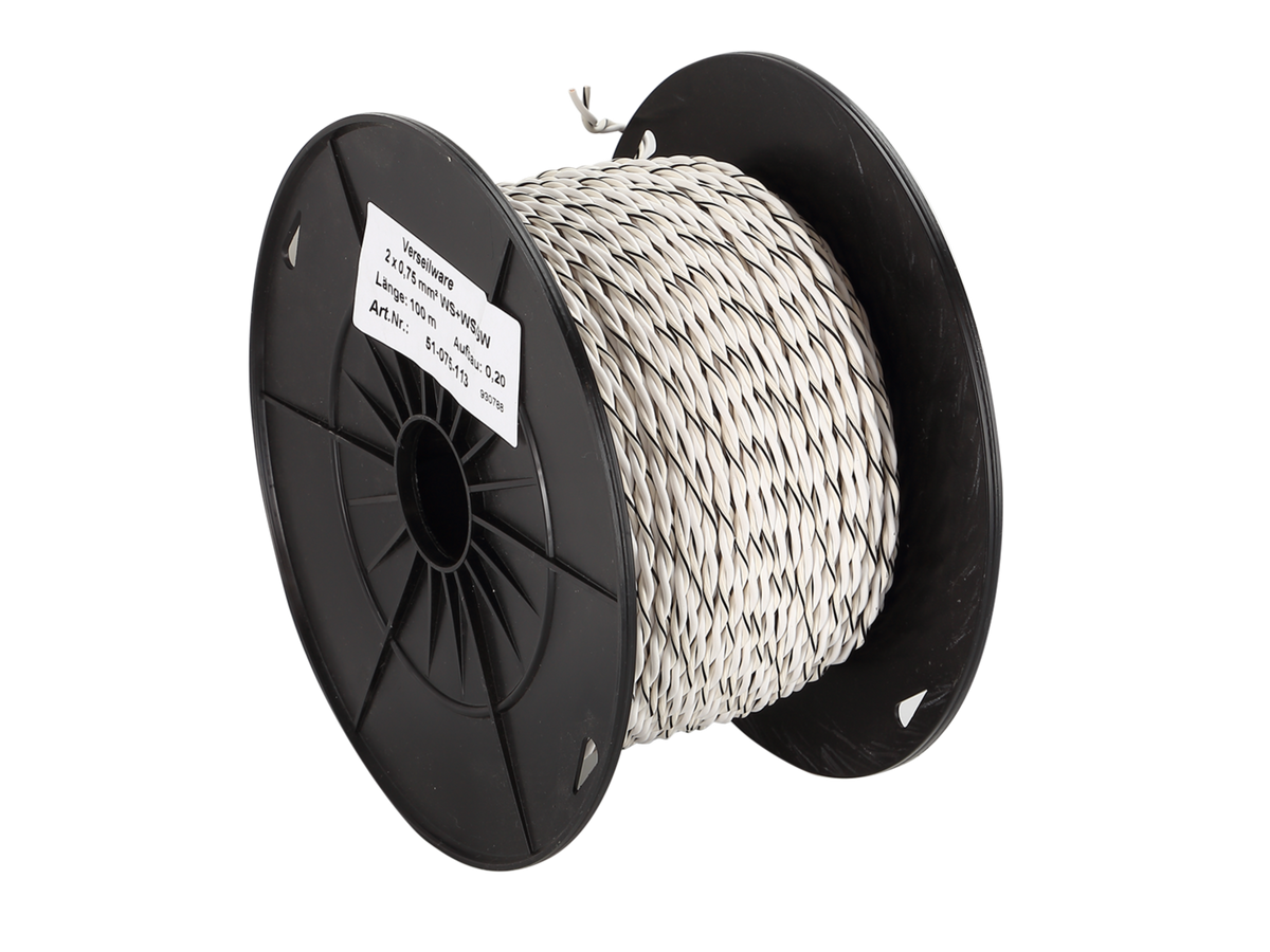 ACV tvinnad högtalarkabel 2x0,75 mm² vit/vit-svart 100 m